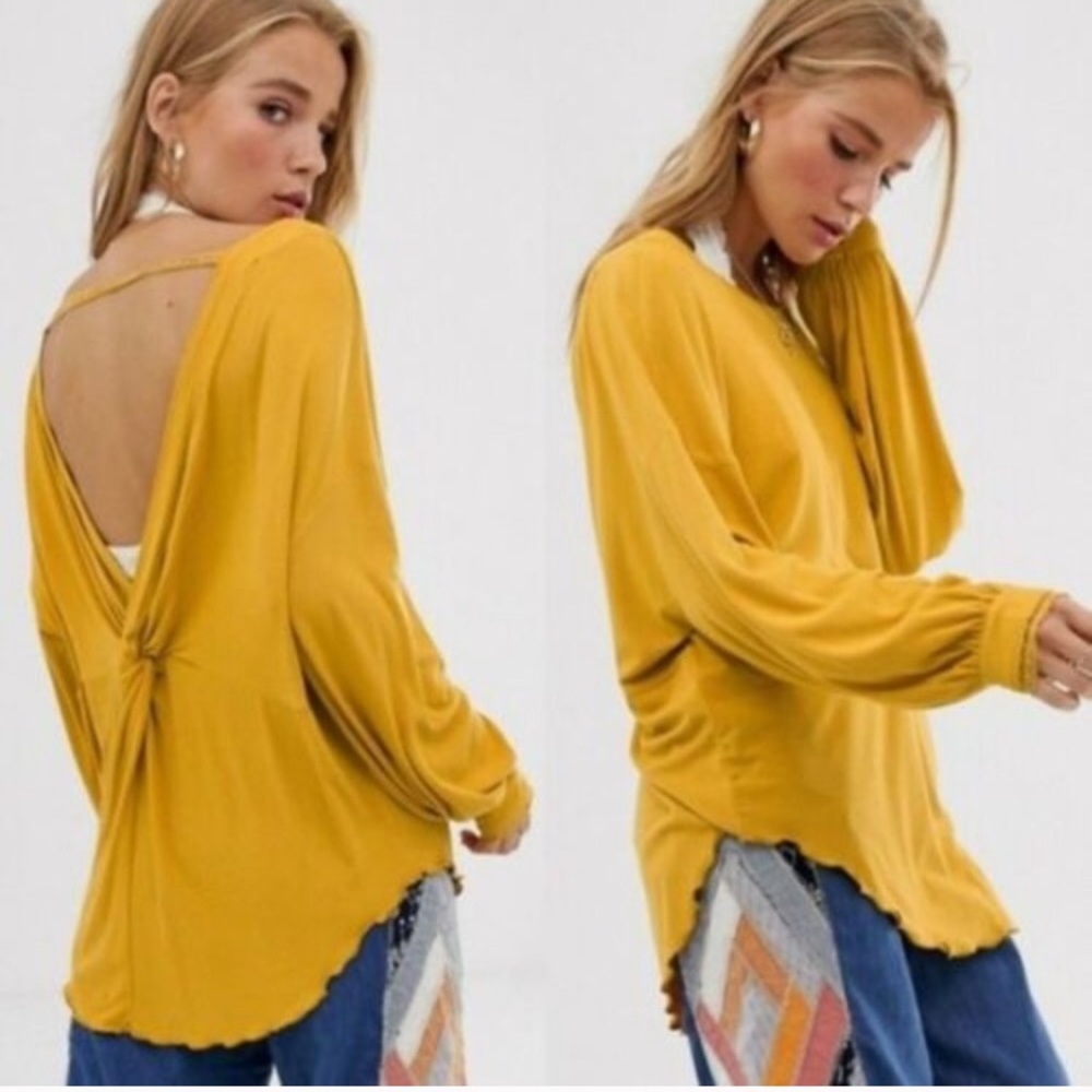 Free People Shimmy Shake Twist Tunic Top in Gold L - Picture 1 of 7